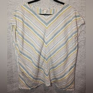 Coldwater Creek Asymmetrical Striped Multicolor 1x 100% Linen